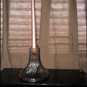 Pink Carnival Glass Candlestick